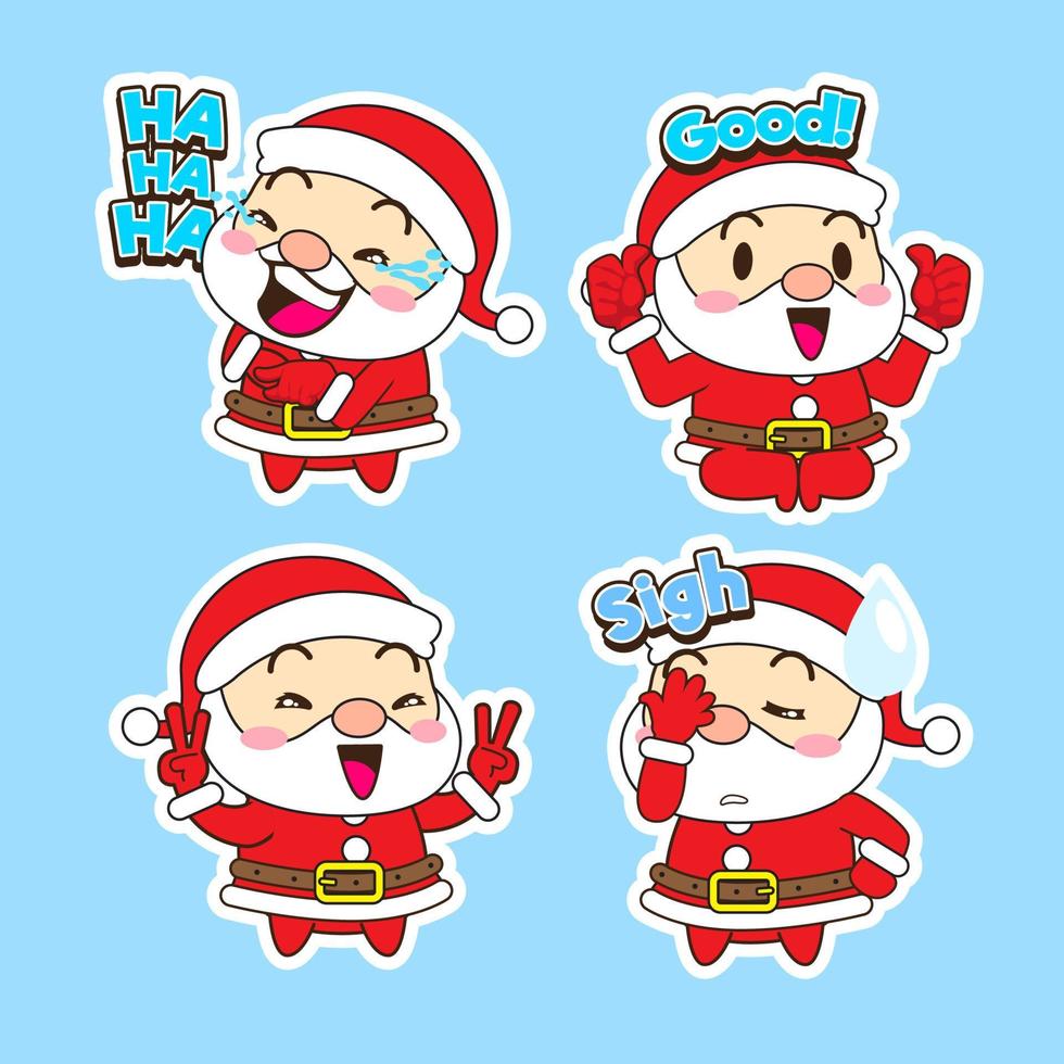 cute santa claus vector set, xmas illustration