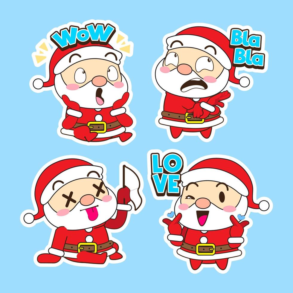 cute santa claus vector set, xmas illustration