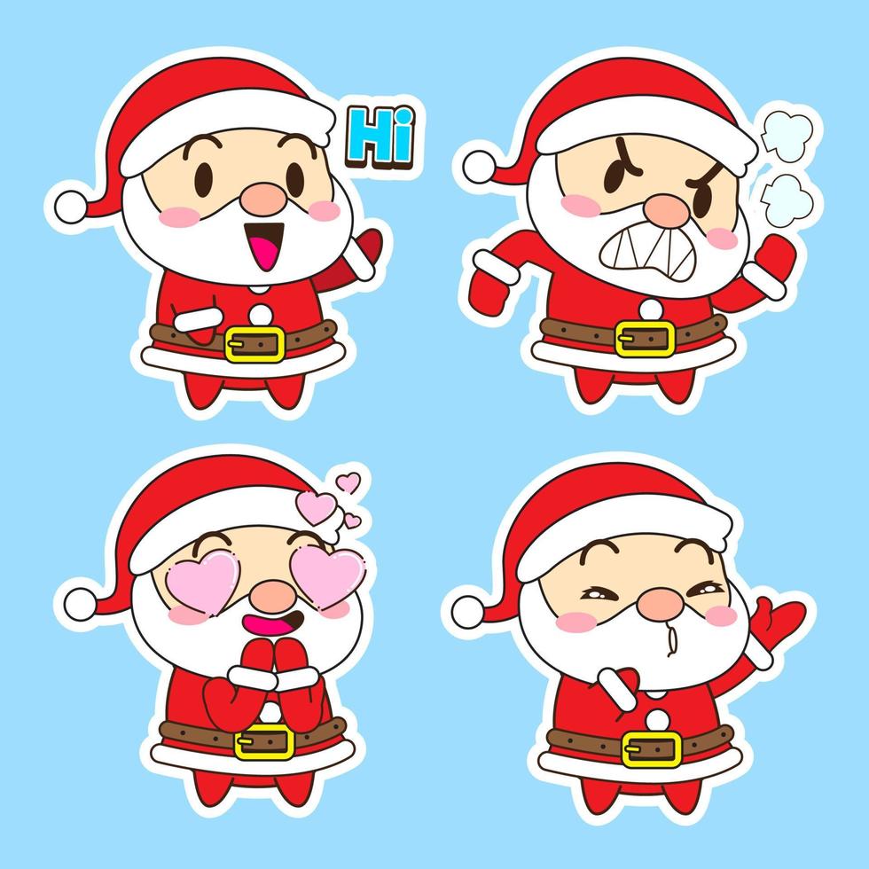 lindo conjunto de vectores de santa claus, ilustración de navidad