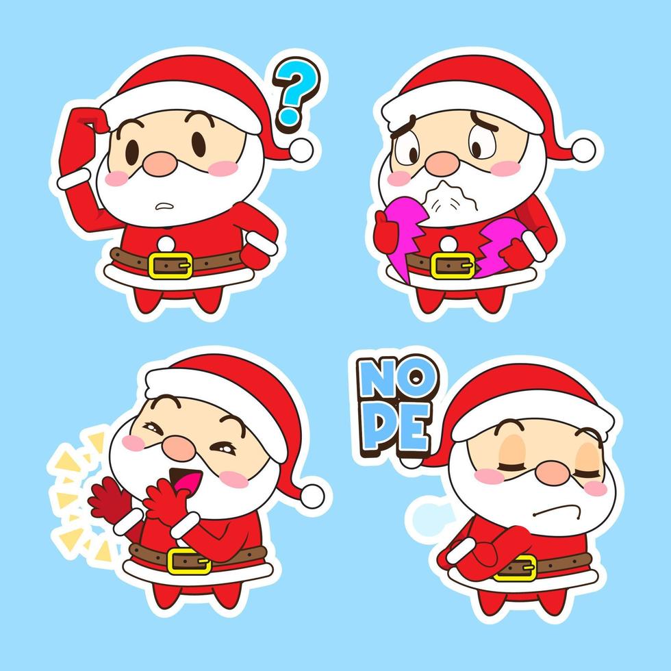 lindo conjunto de vectores de santa claus, ilustración de navidad