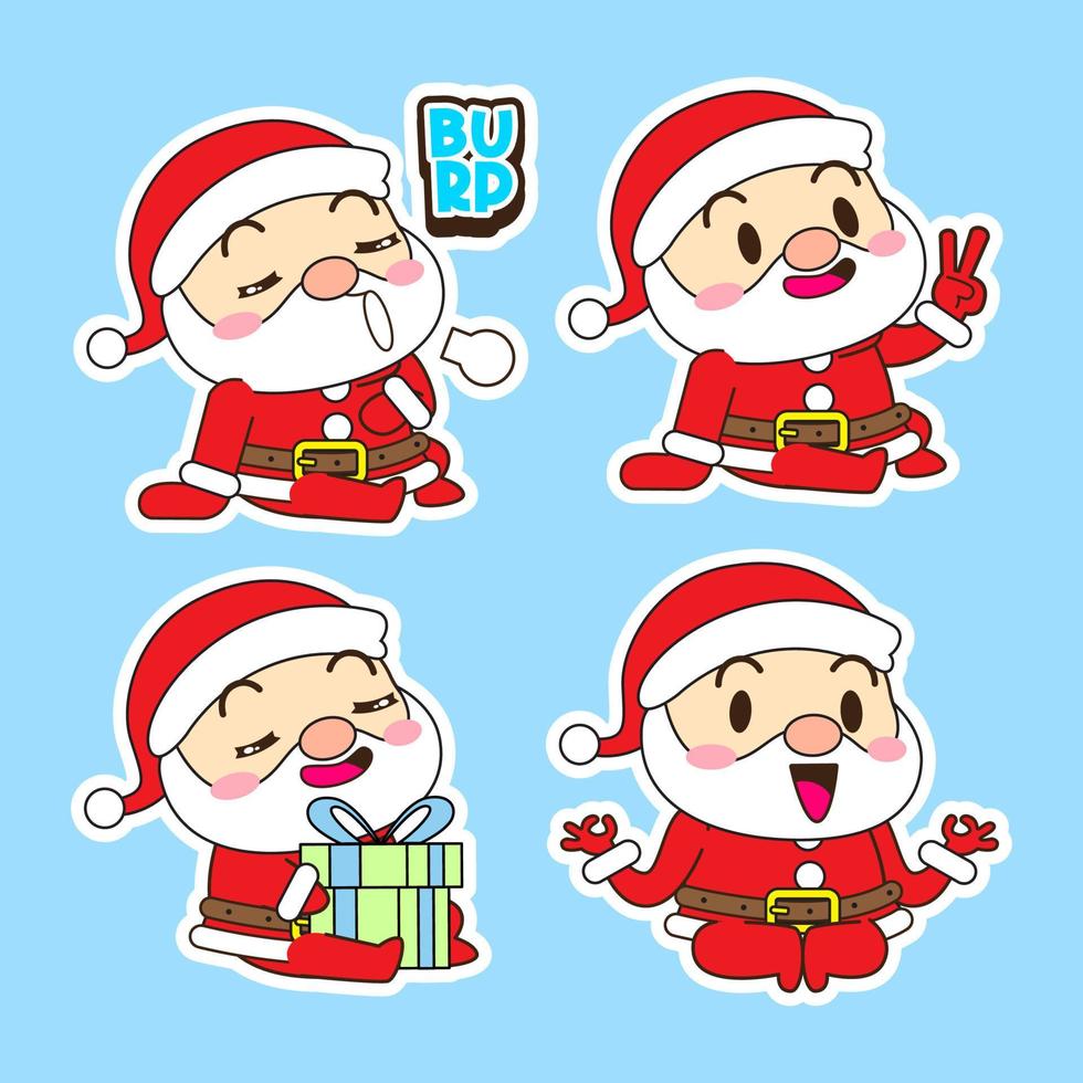 cute santa claus vector set, xmas illustration