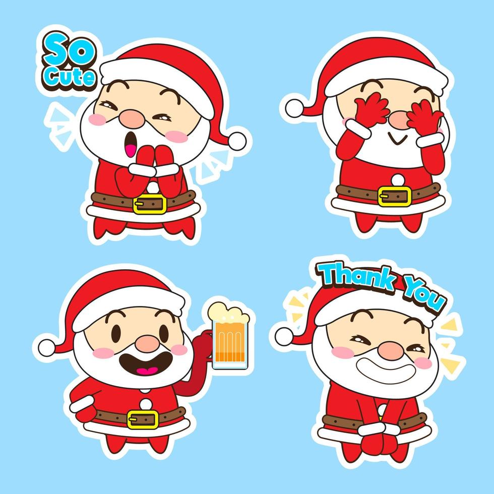 cute santa claus vector set, xmas illustration