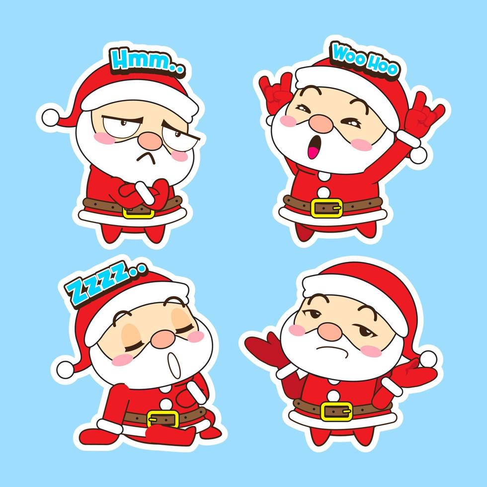 cute santa claus vector set, xmas illustration