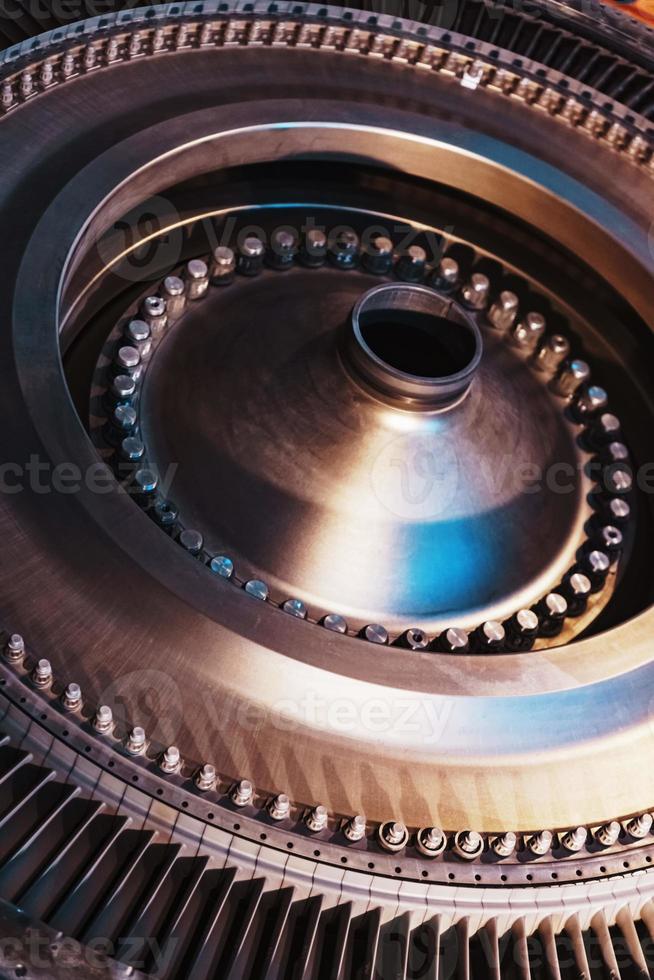 Turbine generator rotor with blades and discs, interior view. photo