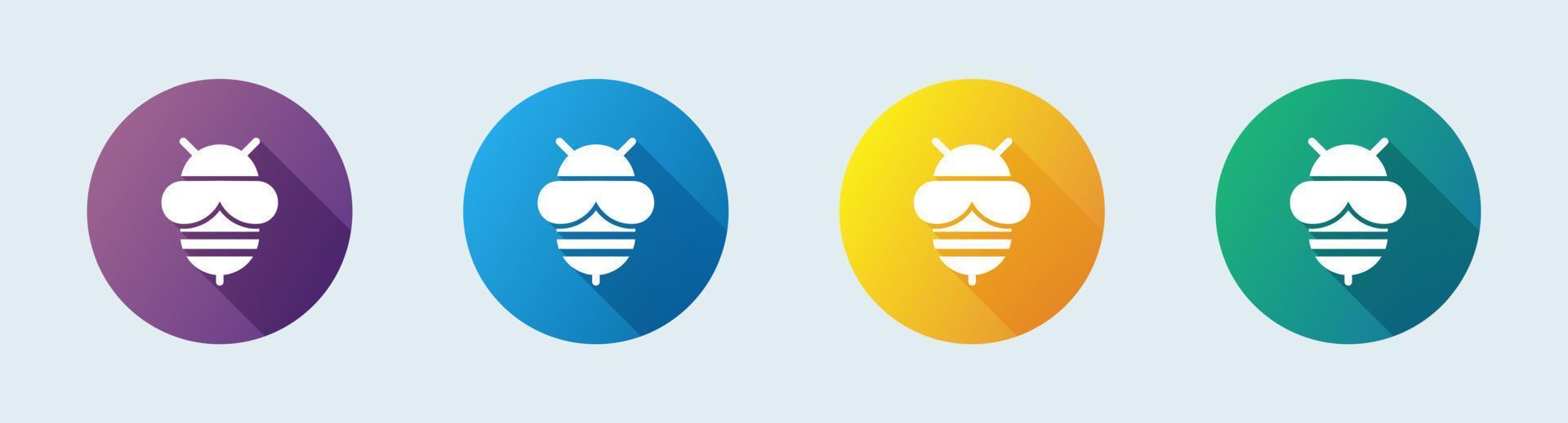 Bee solid icon in flat design style. Honey signs vector illustration.