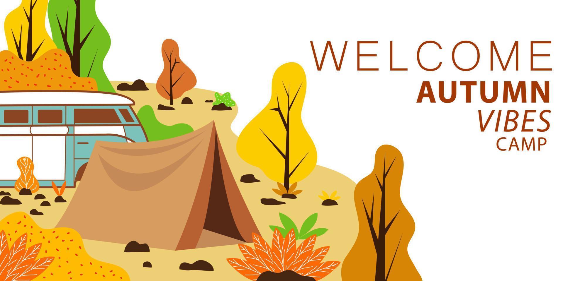 vector autumn vibes camp background