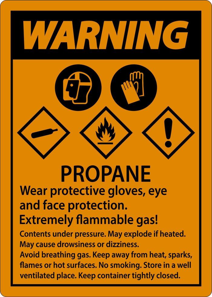 Warning Propane Flammable Gas PPE GHS Sign vector