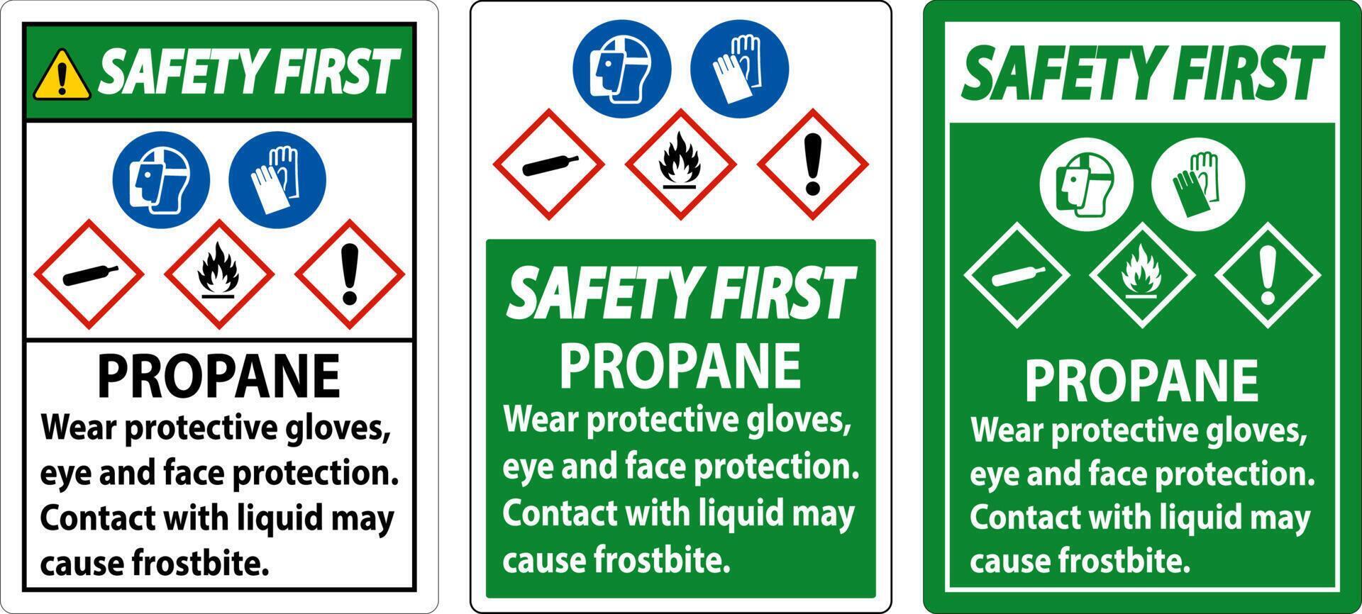 primer signo de seguridad propano gas inflamable ppe ghs vector