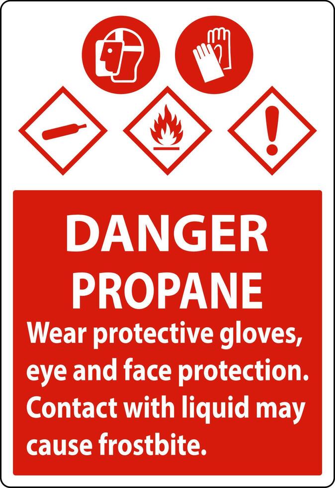 Danger Propane Flammable Gas PPE GHS Sign vector