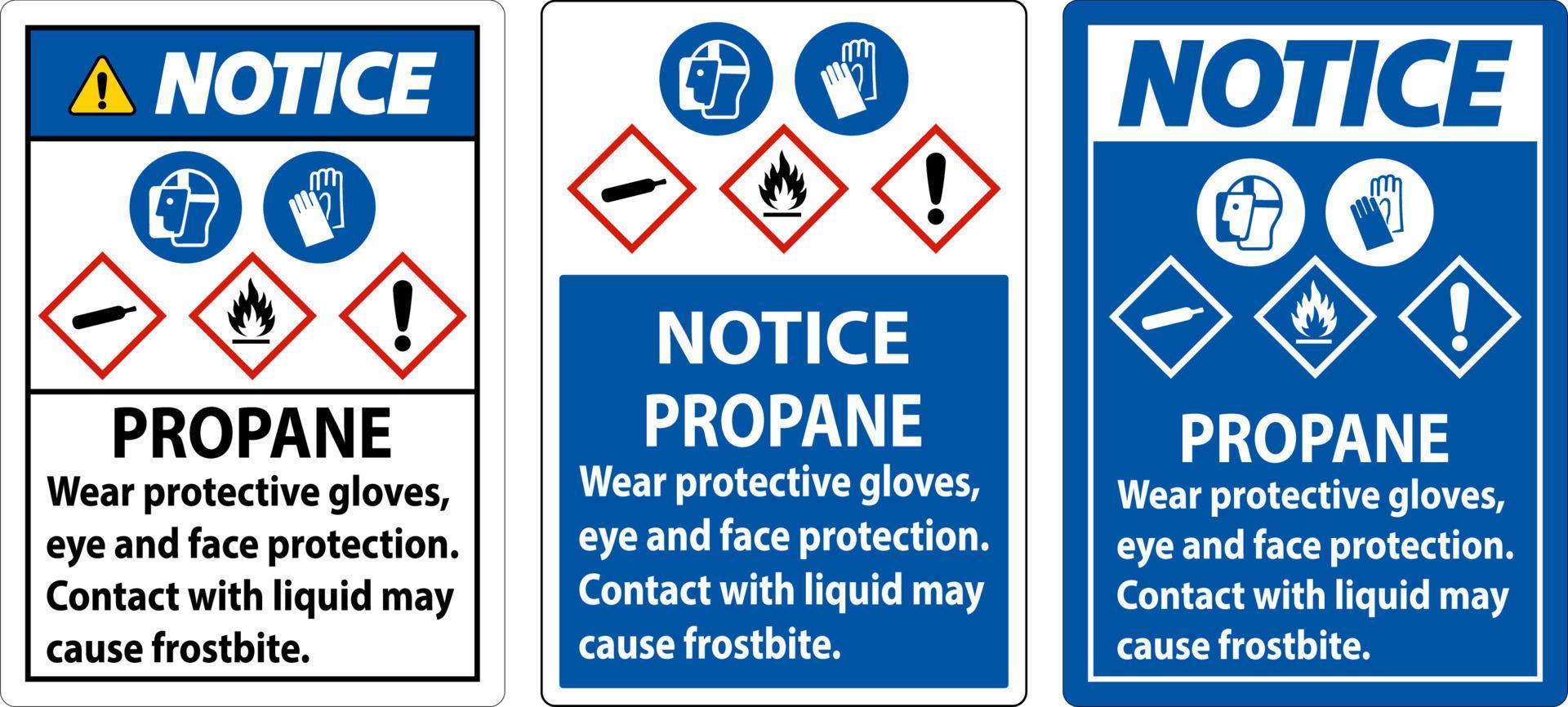 Notice Propane Flammable Gas PPE GHS Sign vector