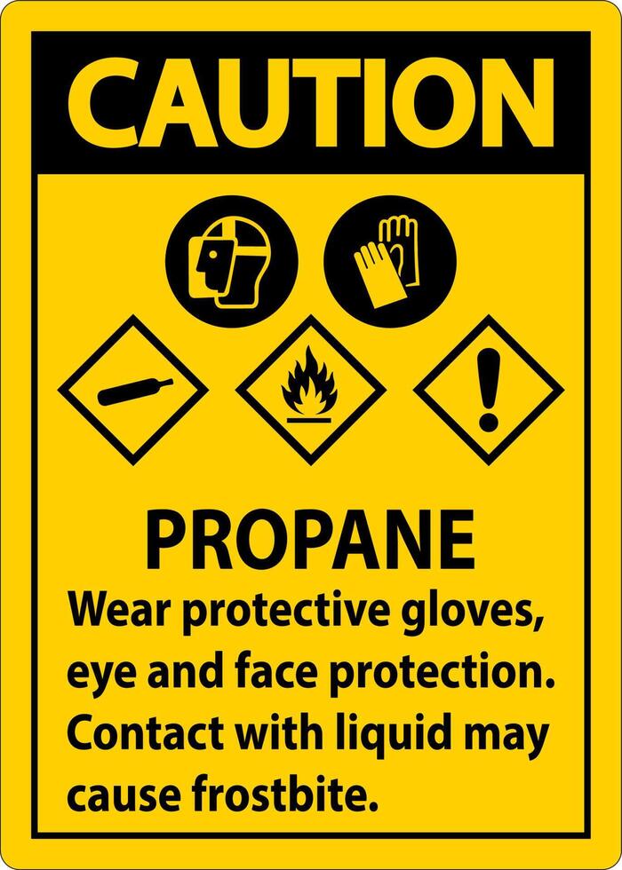 Caution Propane Flammable Gas PPE GHS Sign vector