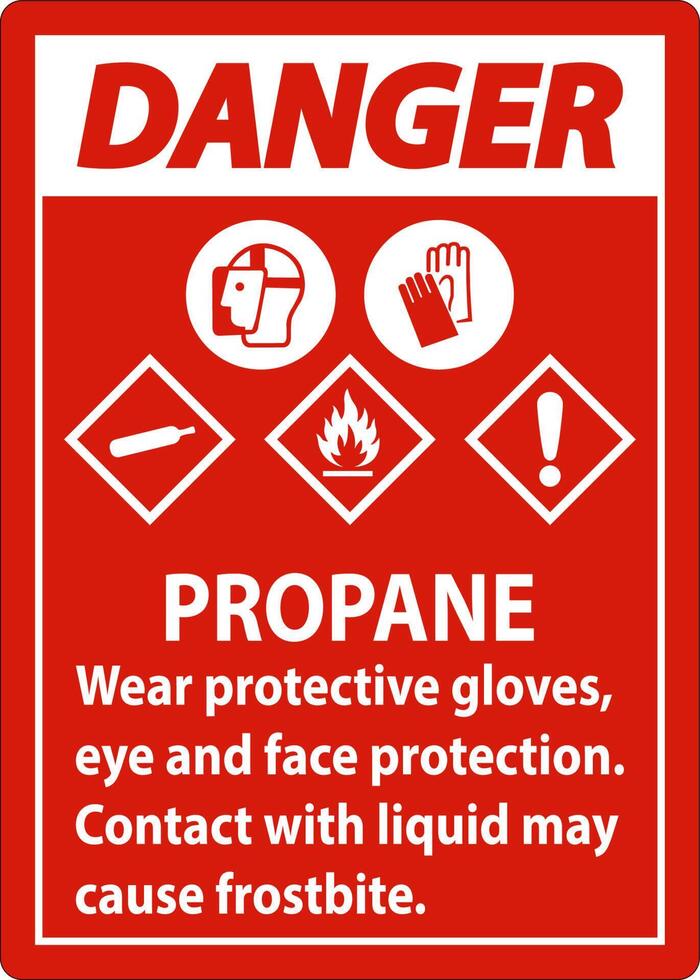 Danger Propane Flammable Gas PPE GHS Sign vector