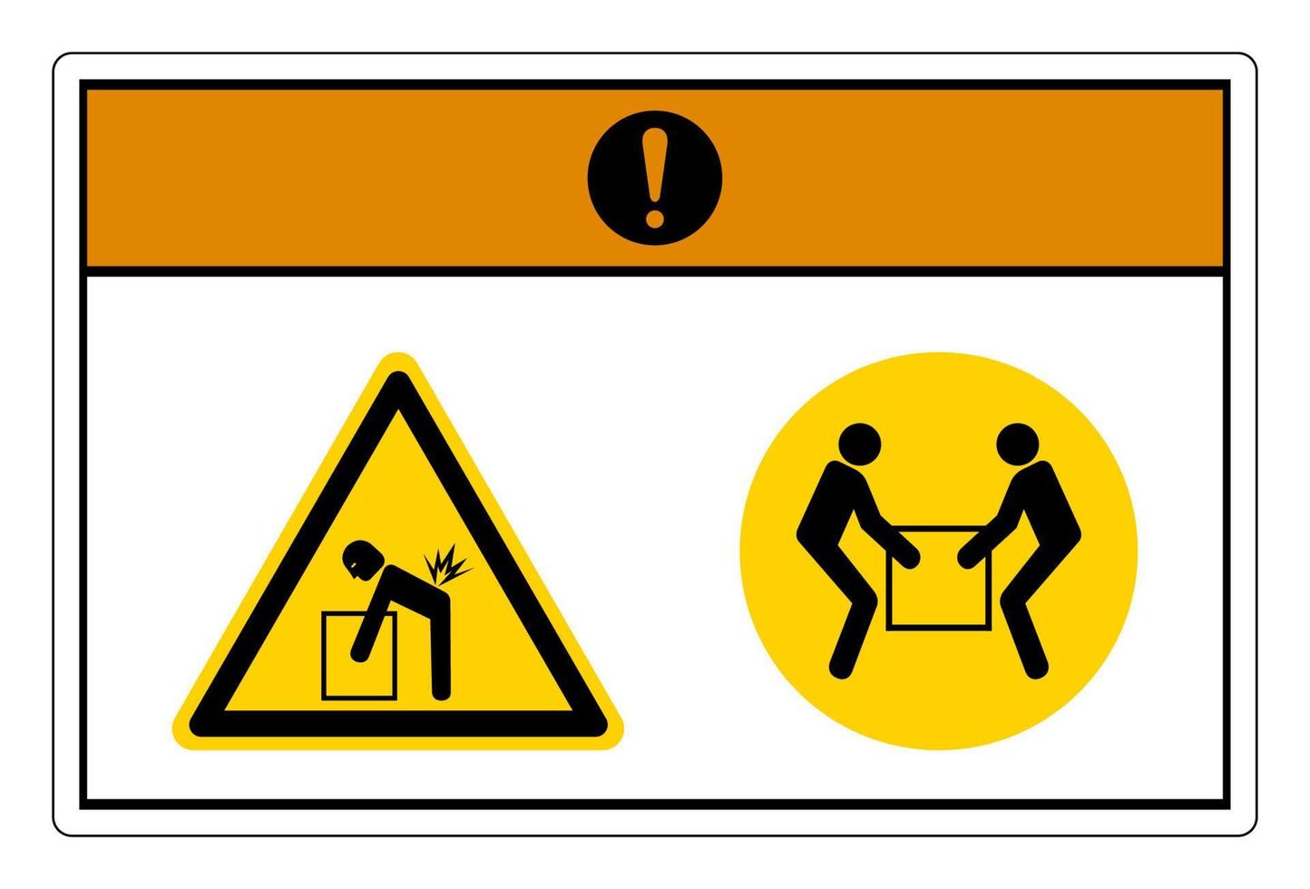 Warning Lift Hazard Use Two Person Lift Symbol Sign On White Background vector
