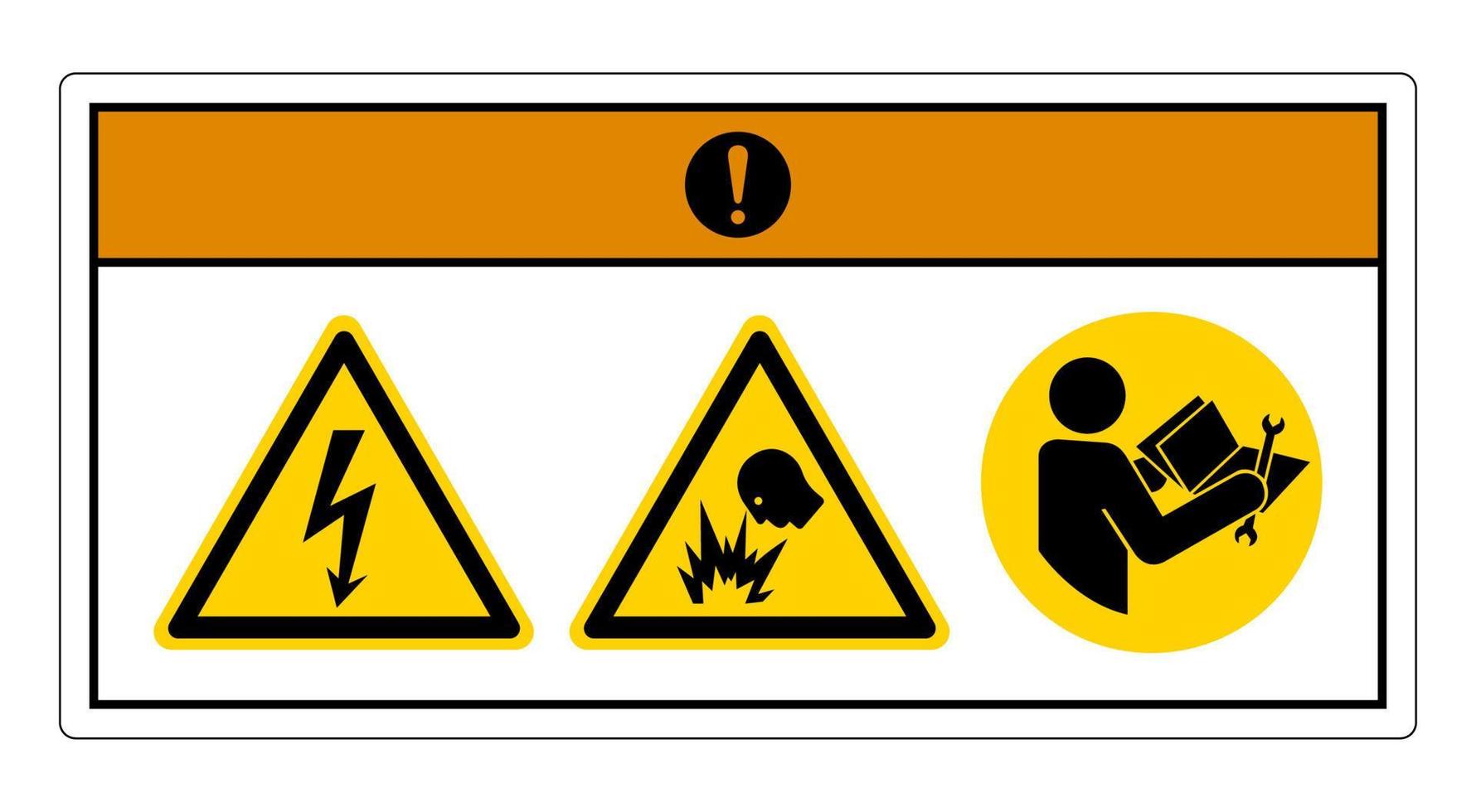 Warning Electric Shock Hazard Symbol Sign On White Background vector