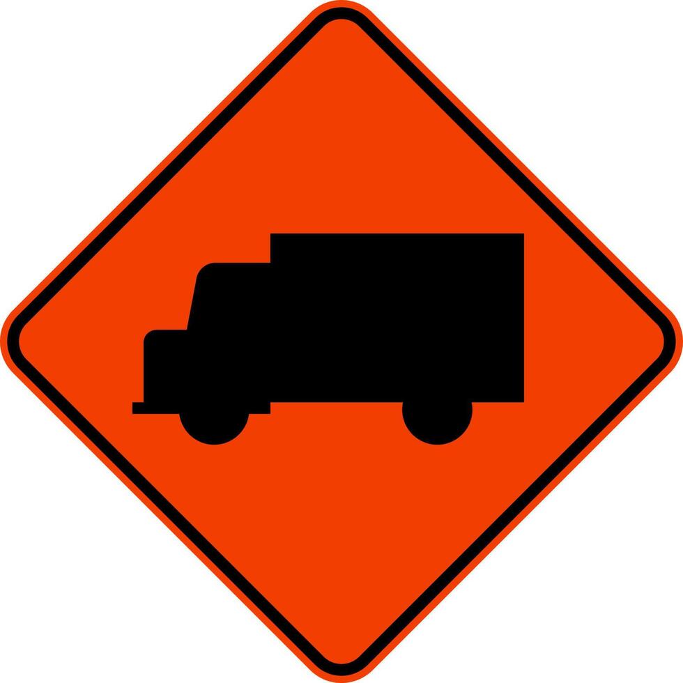 Truck Crossing Sign On White Background vector