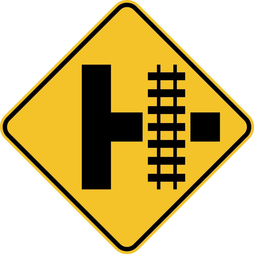 señal de la derecha del paso a nivel del tránsito del tren ligero de la carretera vector