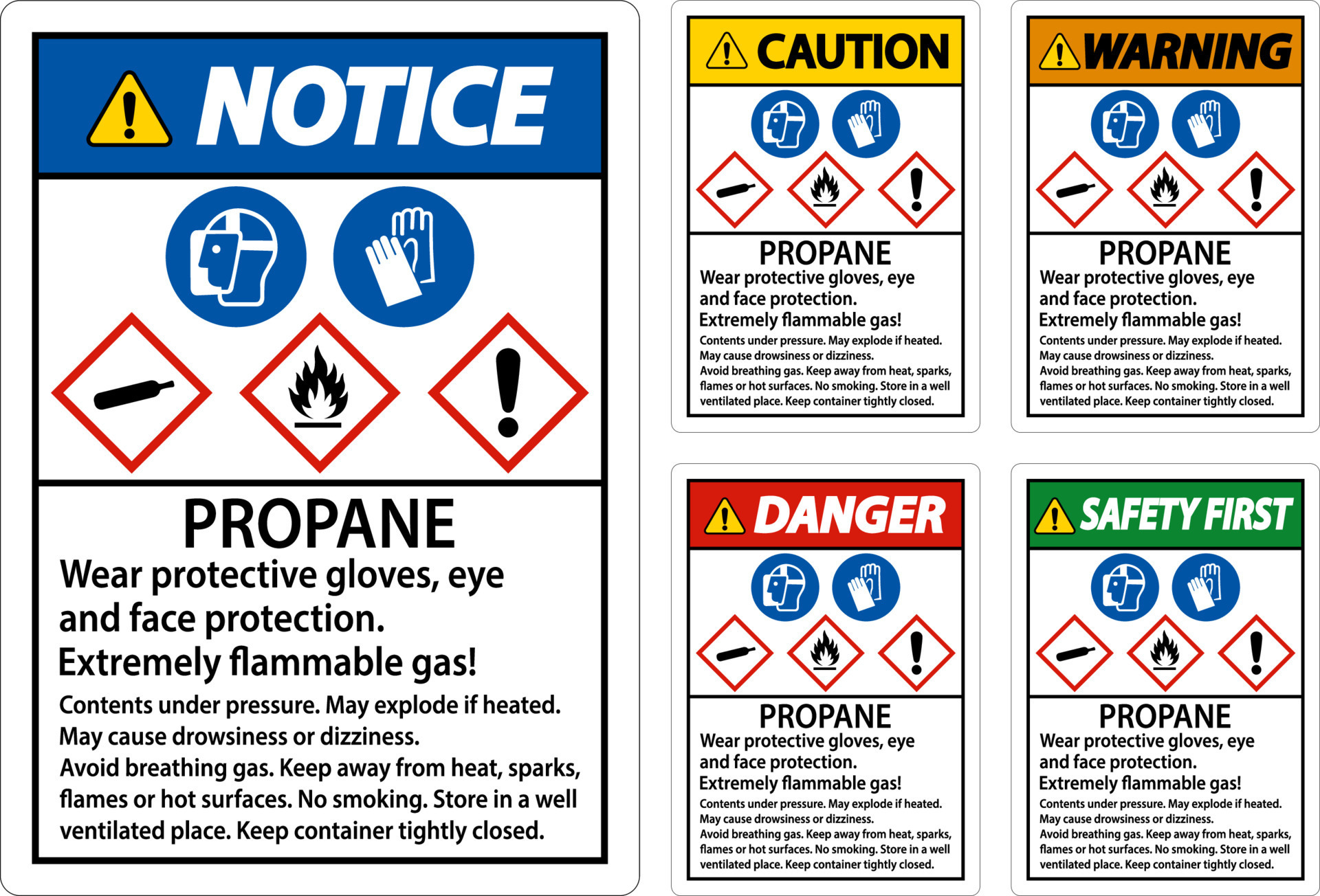 Danger Propane Flammable Gas PPE GHS Sign 13085975 Vector Art at Vecteezy