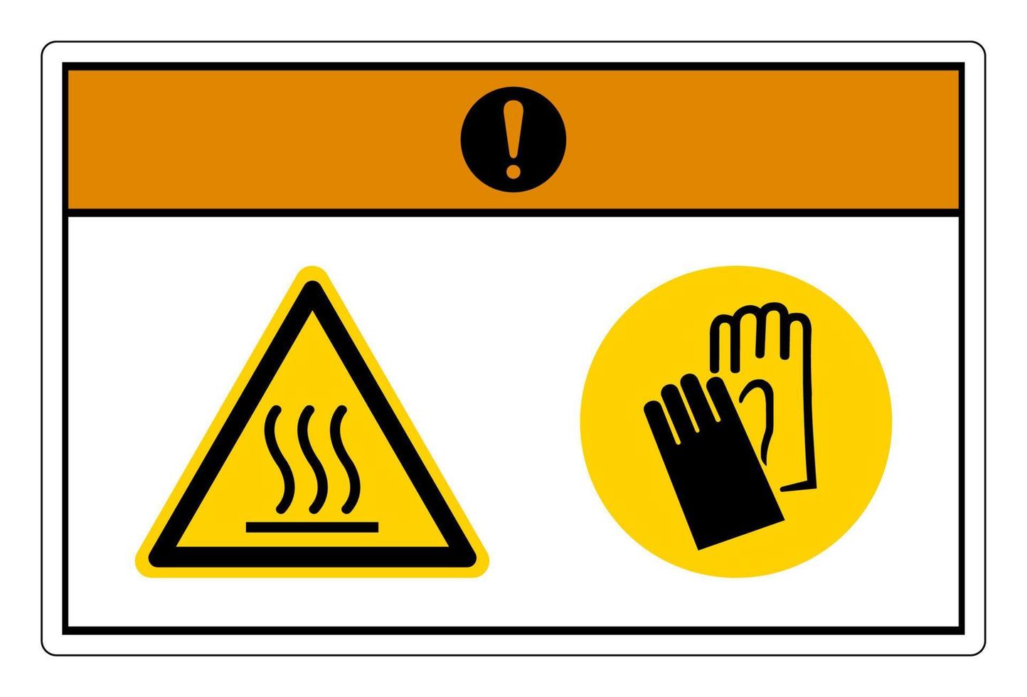 advertencia horno caliente use guantes protectores signo de símbolo sobre fondo blanco vector