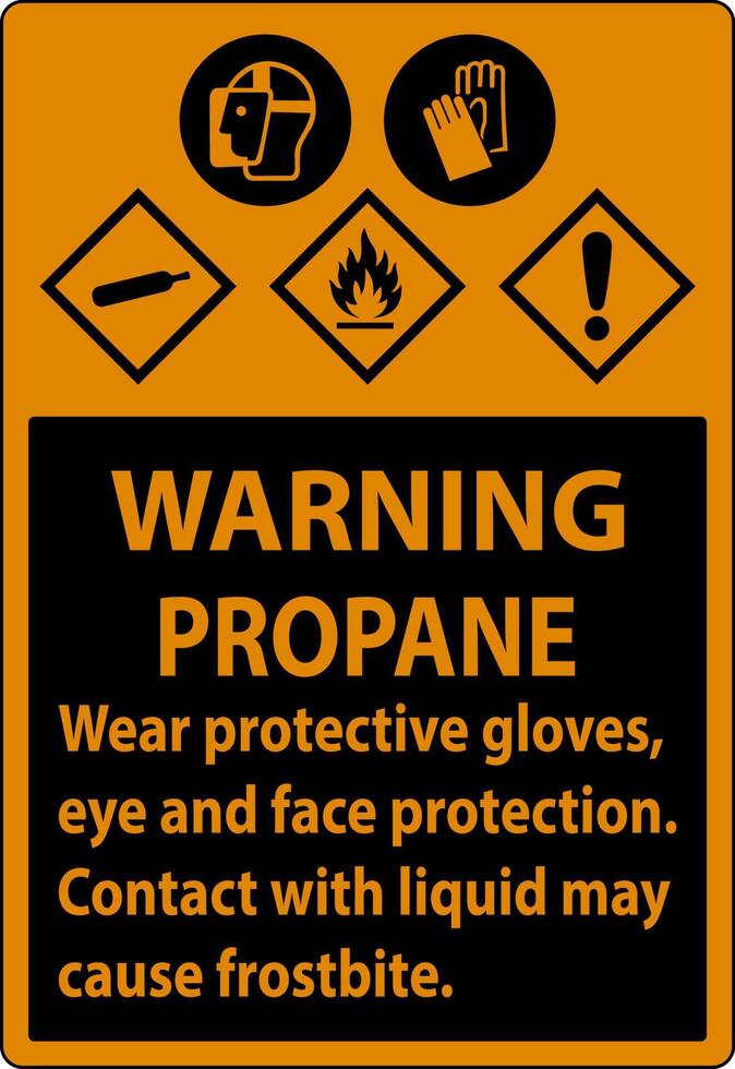 Warning Propane Flammable Gas PPE GHS Sign vector