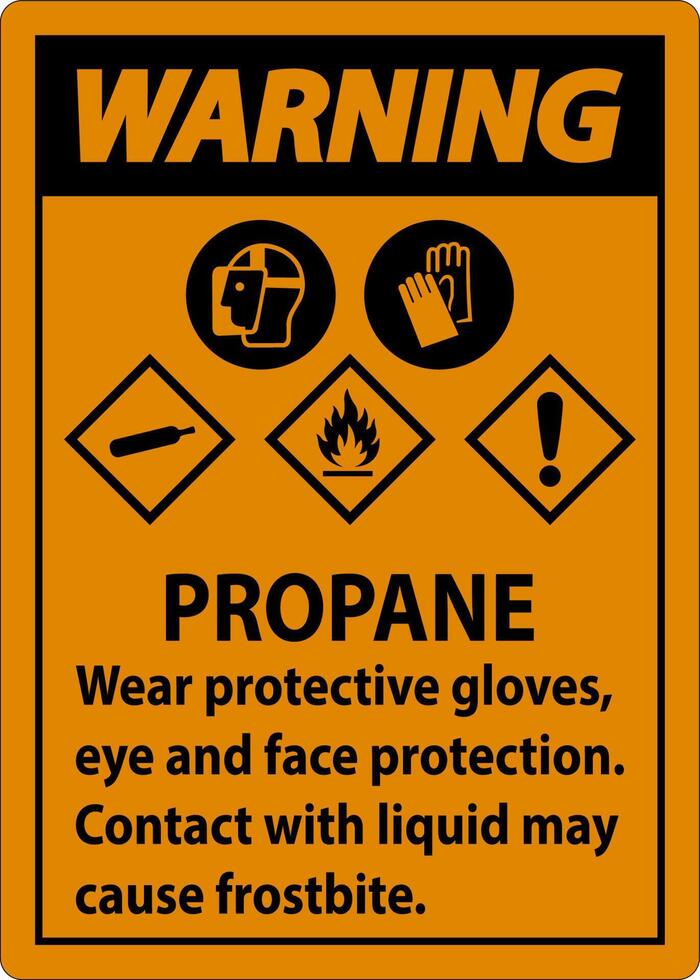 Warning Propane Flammable Gas PPE GHS Sign vector