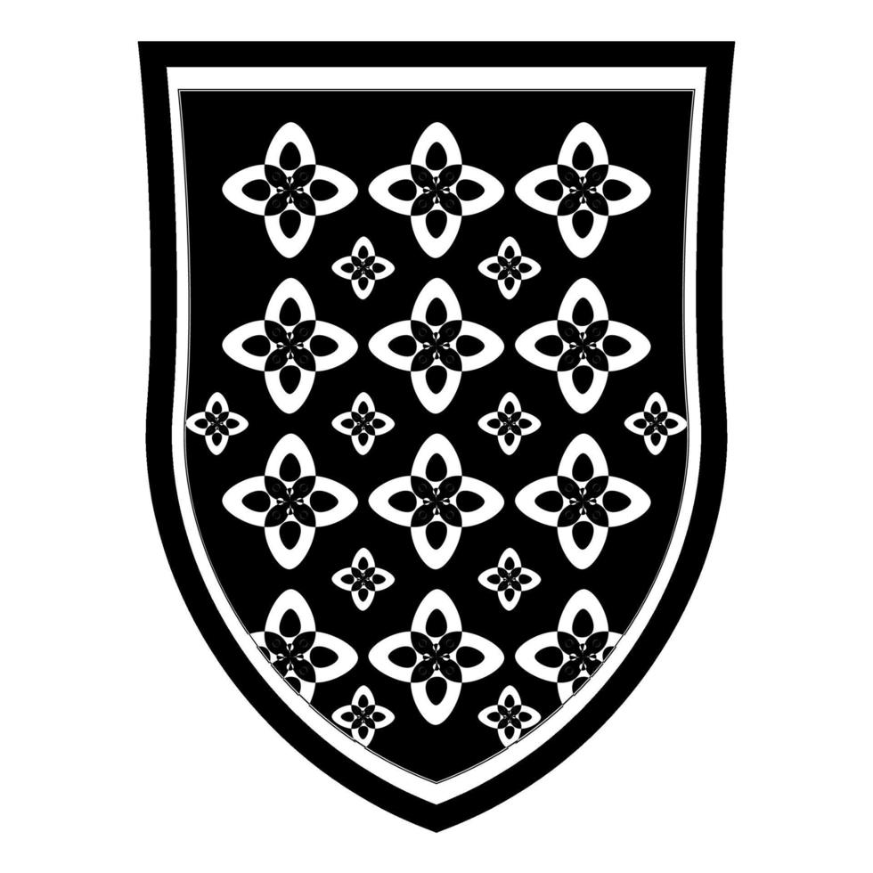 Heraldic shield in outline. Lineart Coat of arms. Classic royal emblem. Vector illustration isolated on white background.