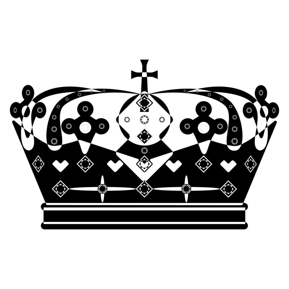 Crown in outline style. Classic royal symbol. Lineart vector illustration isolated on white background.