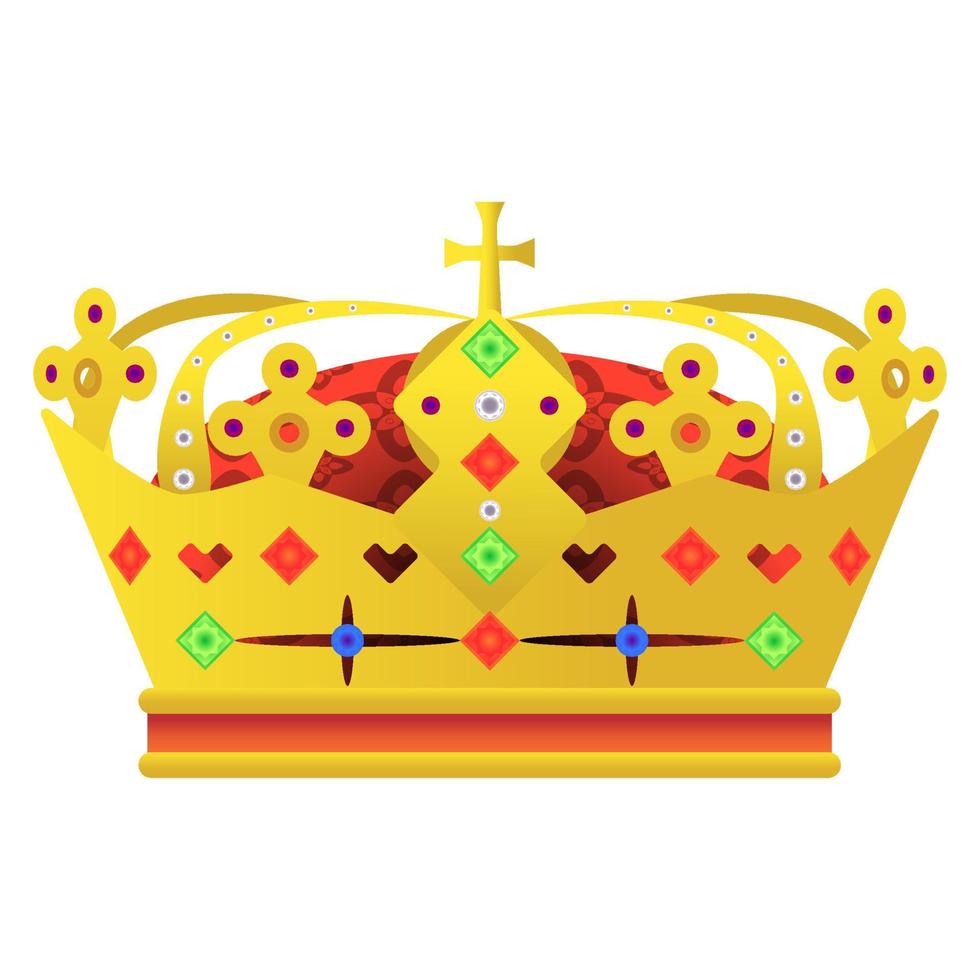 Crown in realistic style. Classic royal symbol. Colorful vector illustration isolated on white background.