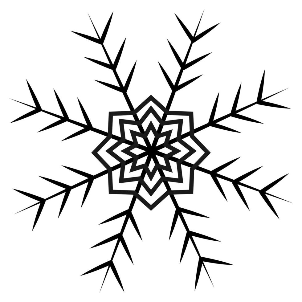 Outline contour drawing of an abstract snowflake in a minimalist style. Line art. Icon. Isolate. vector