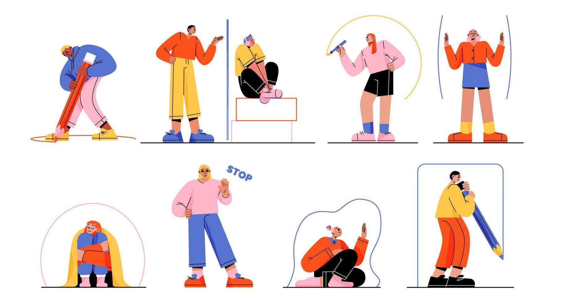 People create personal space, privacy and boundary vector