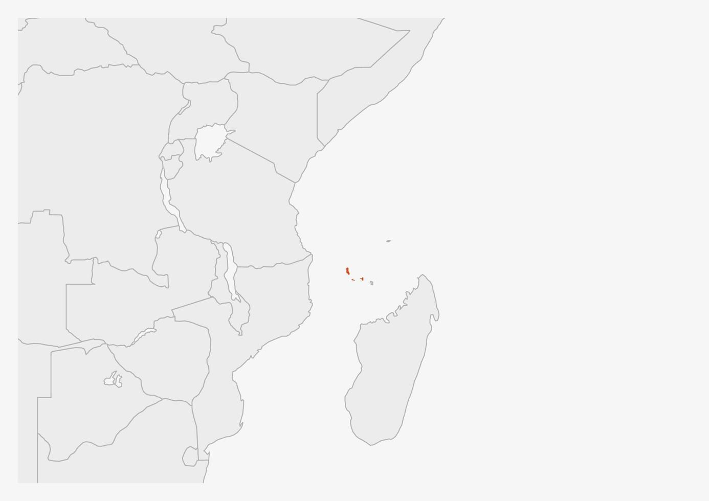 Comoros map highlighted in Comoros flag colors vector