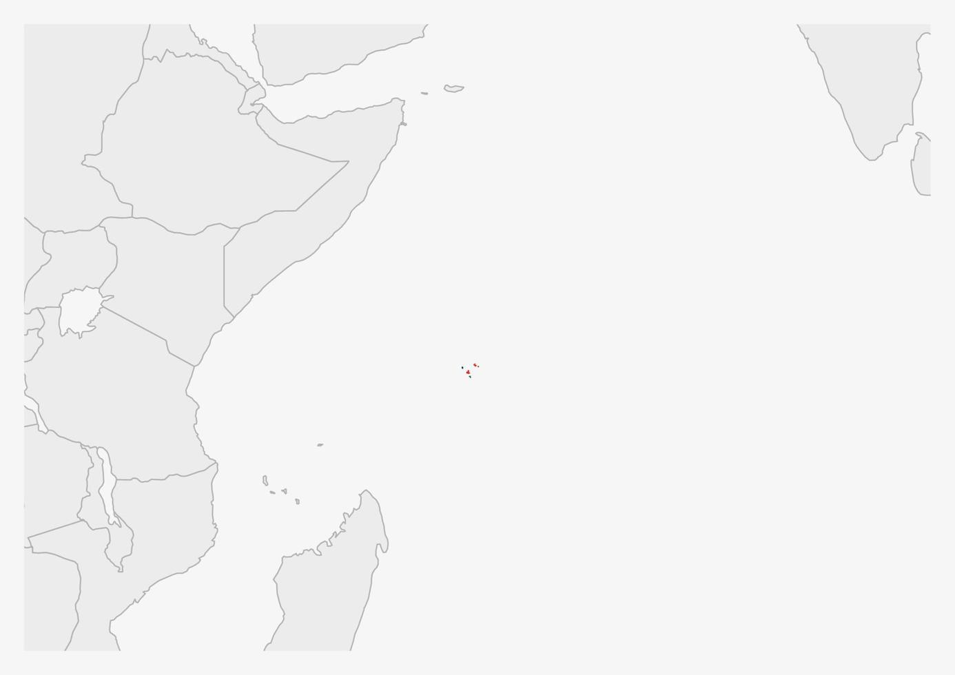 mapa de seychelles resaltado en los colores de la bandera de seychelles vector