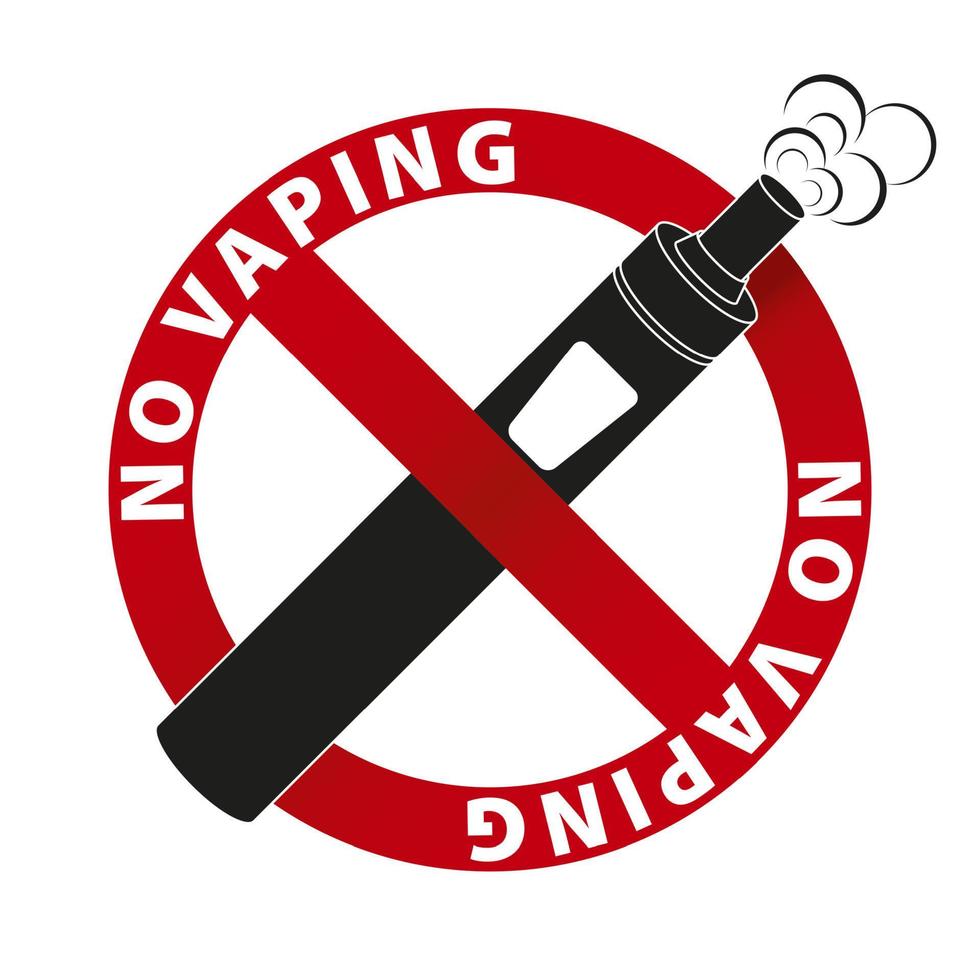 No Vaping sign and text on white background. vector