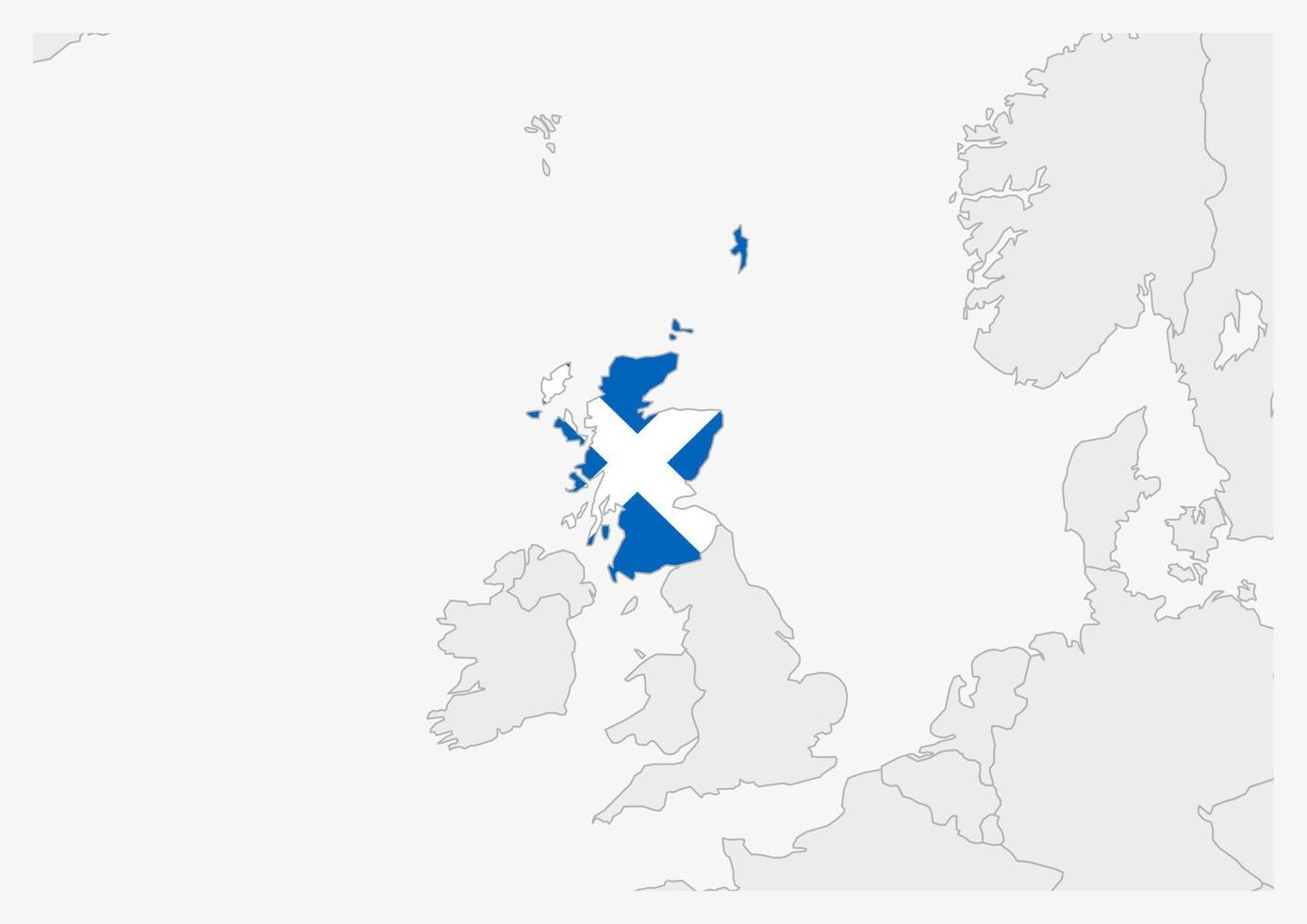 Scotland map highlighted in Scotland flag colors vector
