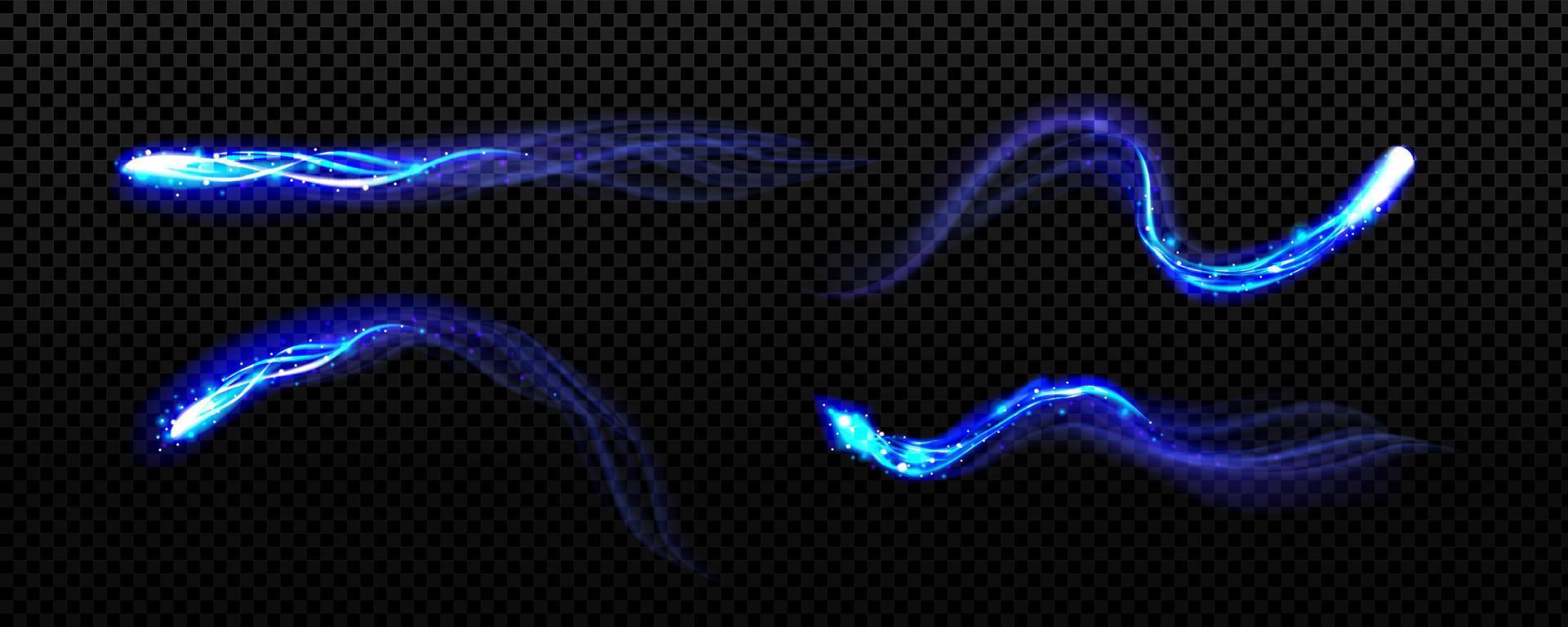 Blue magic light, smoke or wind effect with sparks vector