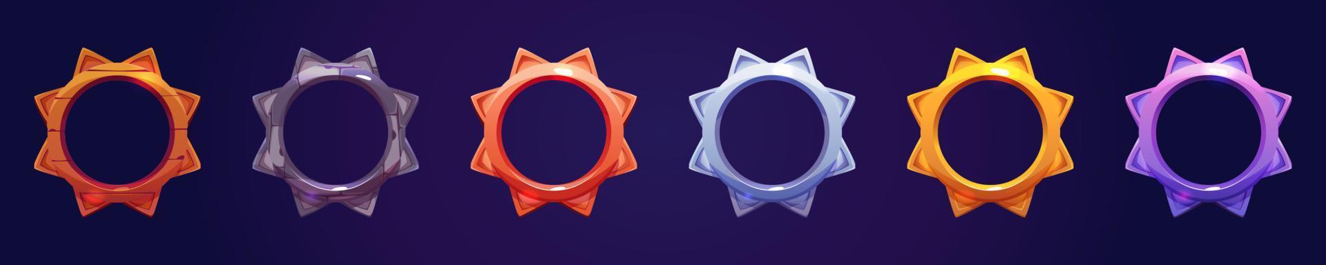 Circle game frames, ui rank, avatar round borders vector