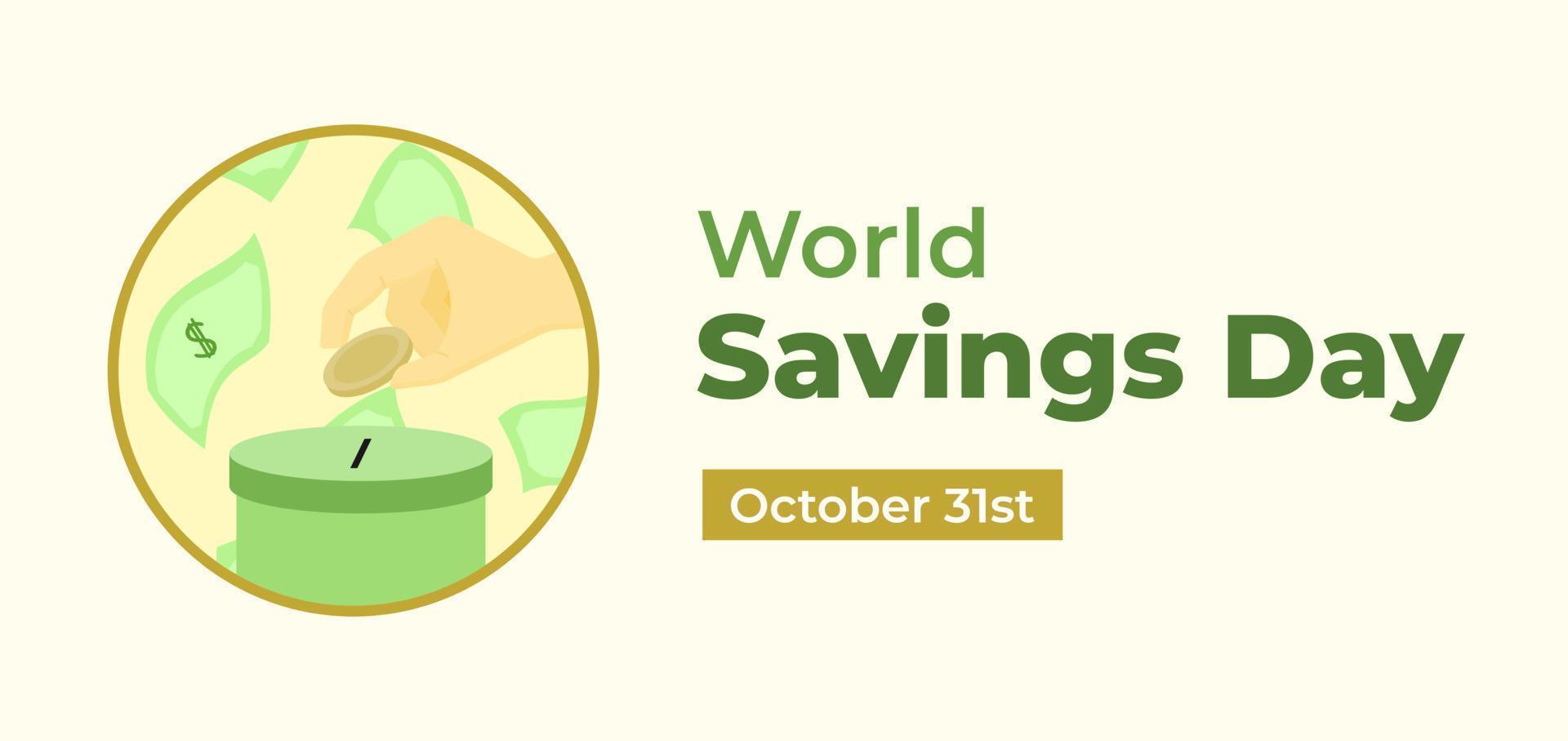 World Savings Money Day Poster October Celebration Finance Event Background Banner vector