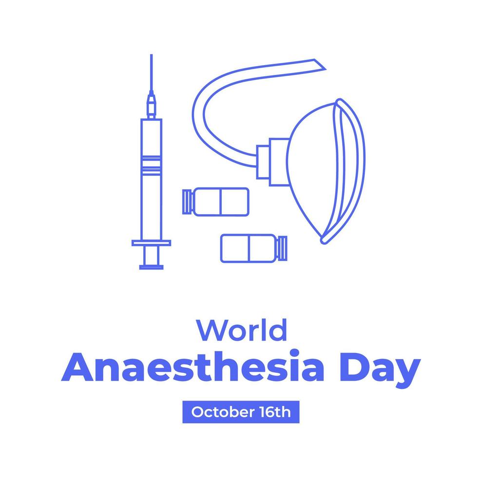 World Anesthesia Day Poster Template Background Illustration Medical Event October Celebration vector