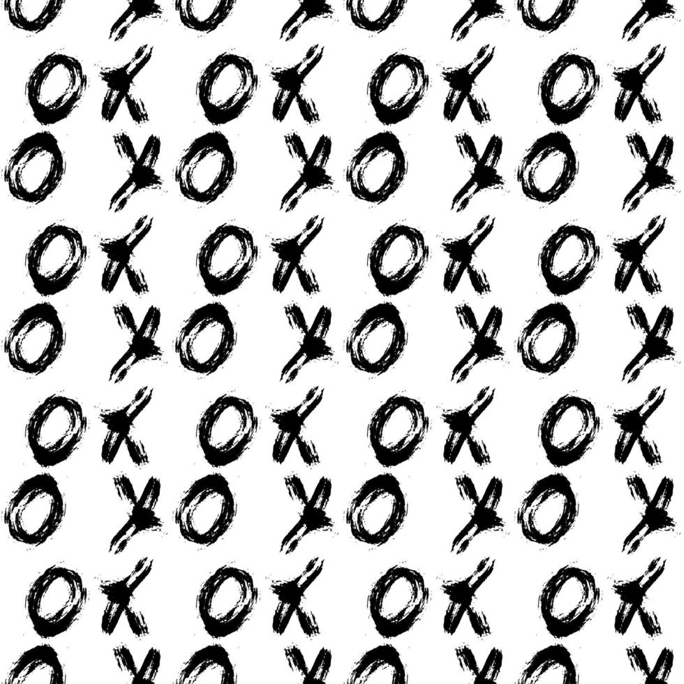 XOXO on white backdrop. Seamless pattern. Hugs and kisses abbreviation symbol. Grunge vector background. Hand written brush lettering XO. Easy to edit template for Valentines day card, fabric, etc