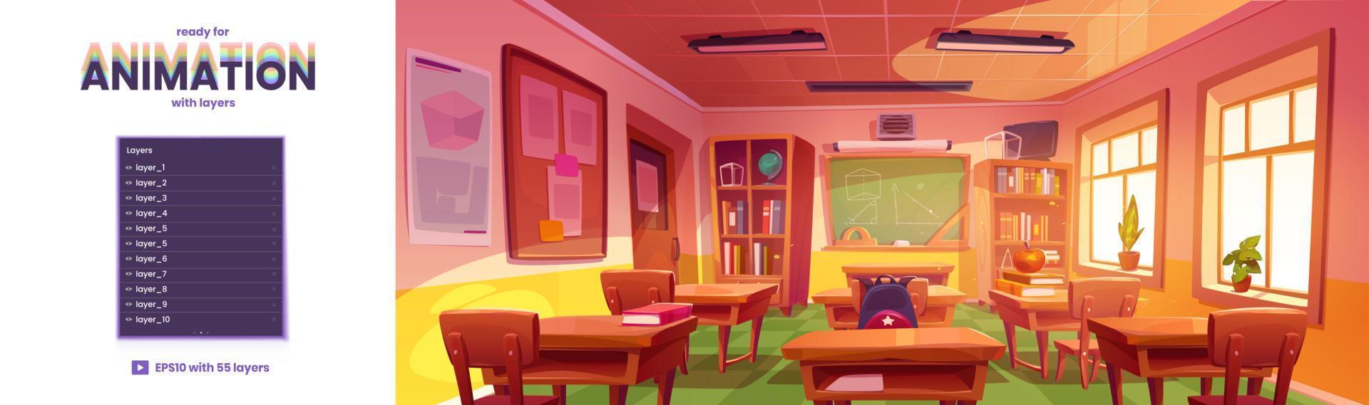 Classroom interior template ready for animation vector
