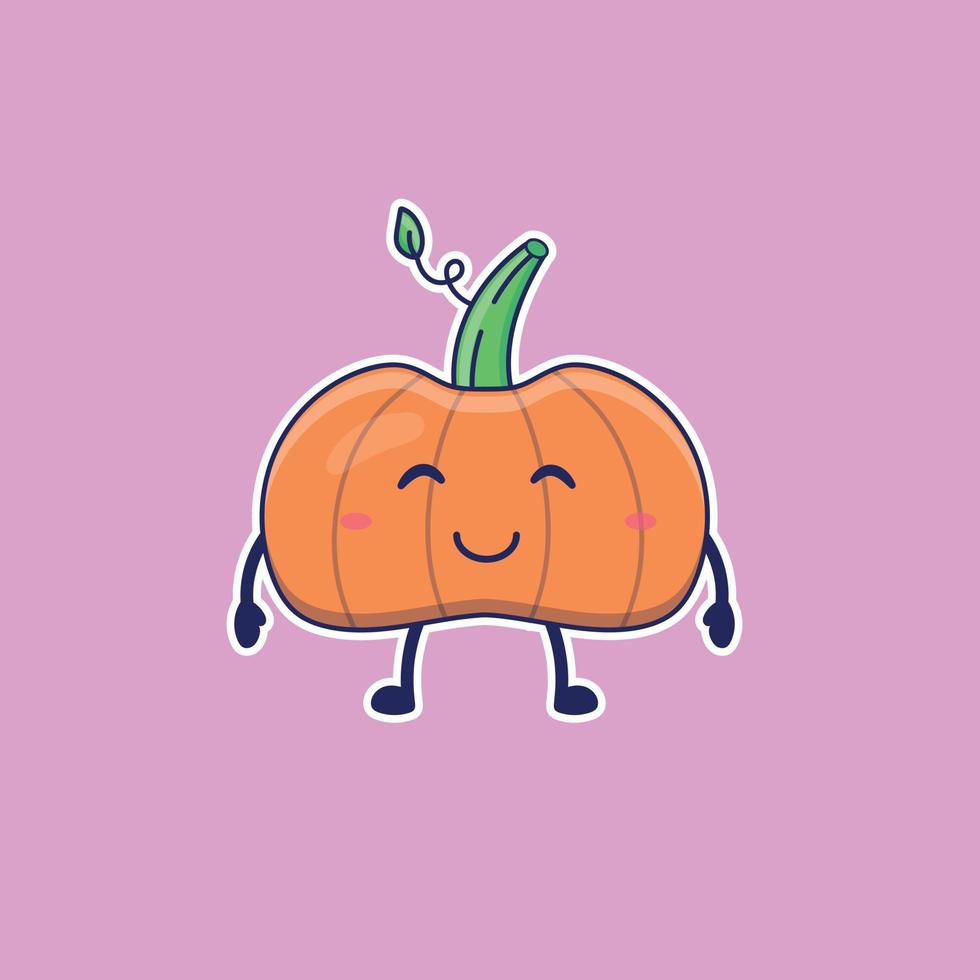 Cute cartoon pumpkin in vector illustration