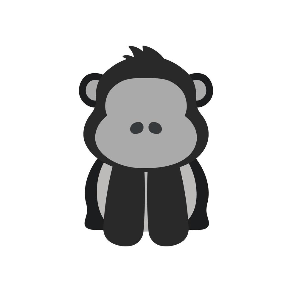 Cute Gorilla Sitting Wild Animal in Monkey Animated Cartoon Vector Illustration