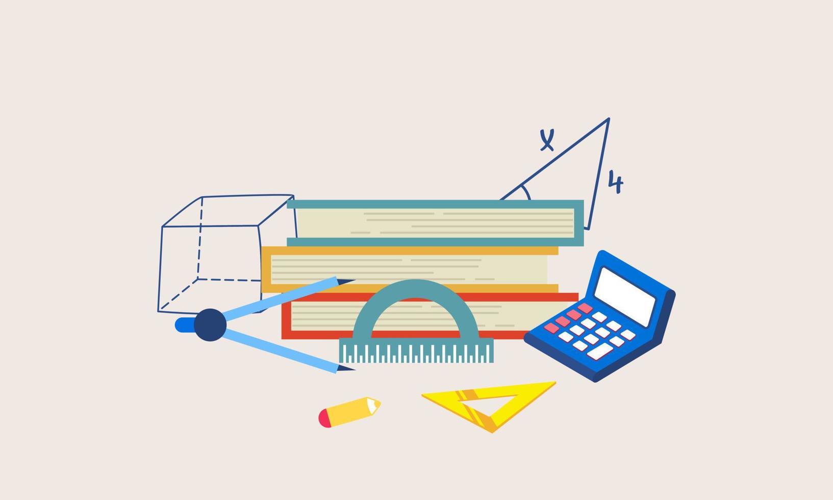 fondo de elementos de matemáticas de dibujos animados, logotipo de educación vector