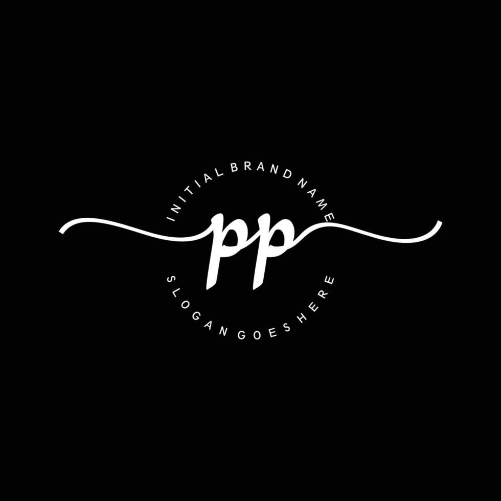 Initial PP handwriting logo template vector