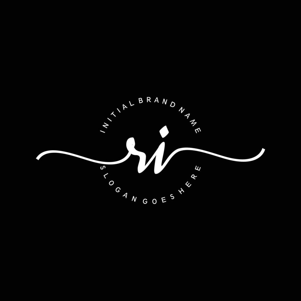 Initial RI handwriting logo template vector