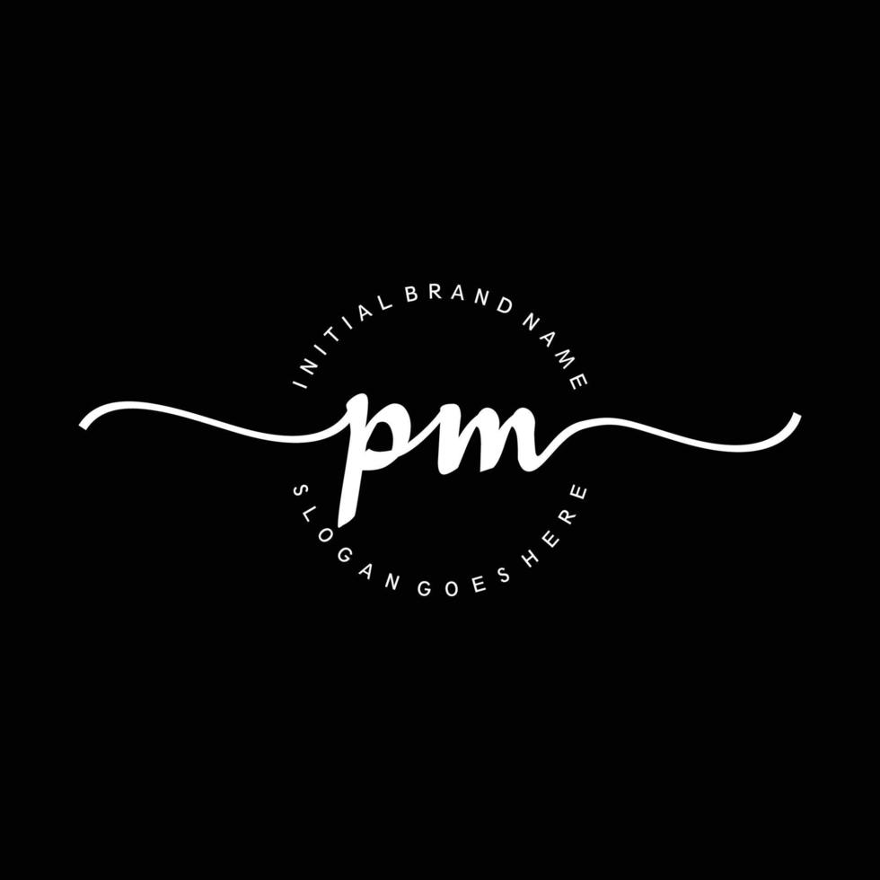 Initial PM handwriting logo template vector