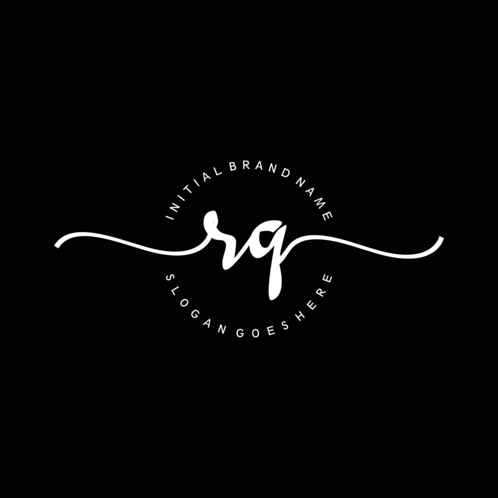 Initial RQ handwriting logo template vector