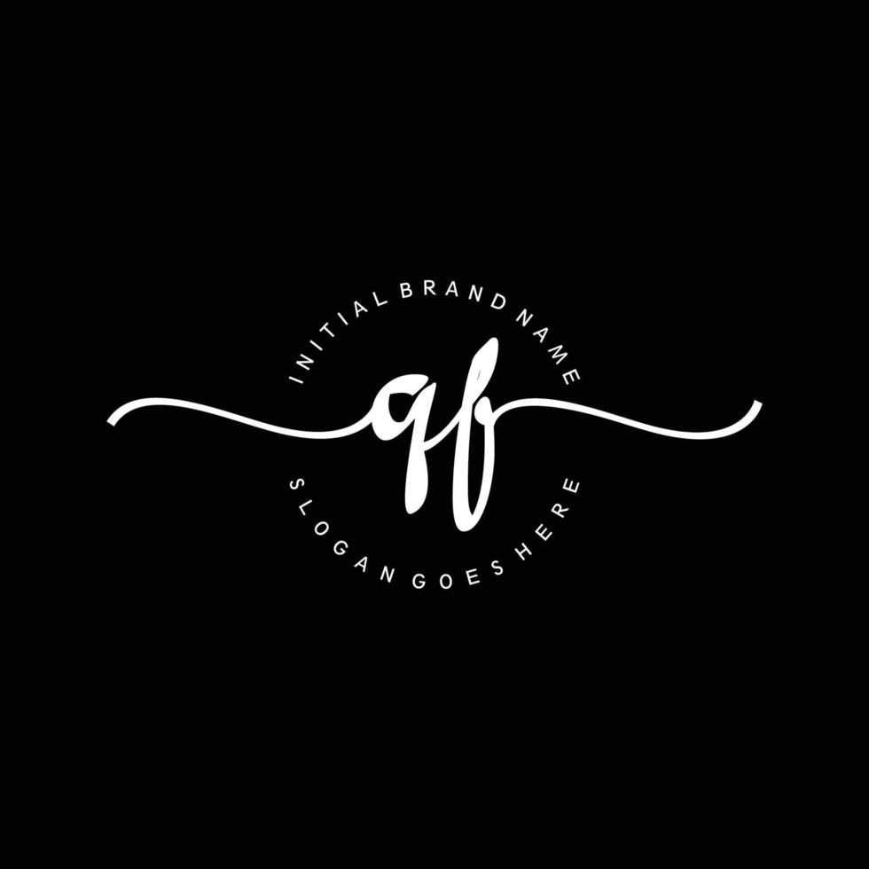Initial QF handwriting logo template vector