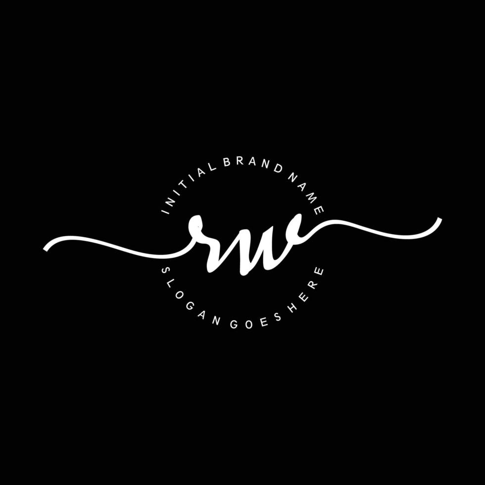 Initial RW handwriting logo template vector