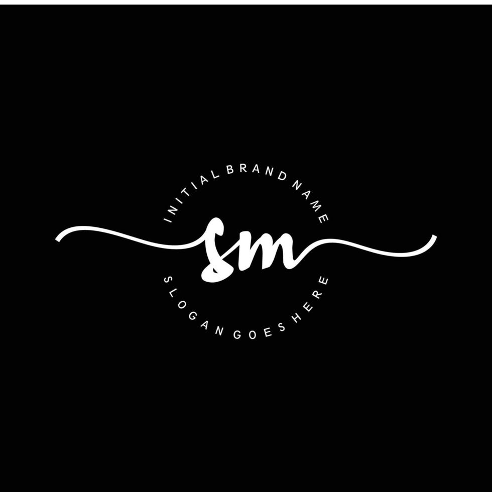 Initial SM handwriting logo template vector