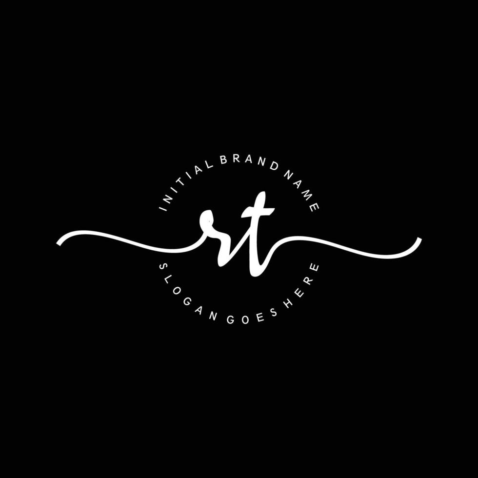 Initial RT handwriting logo template vector